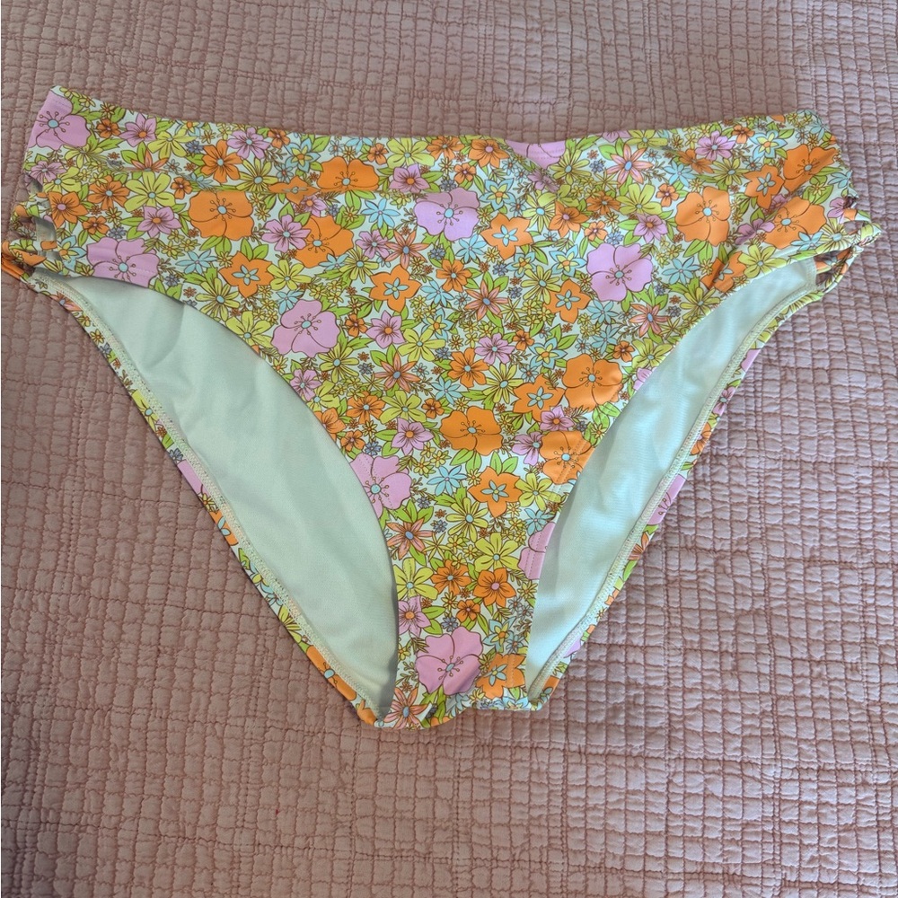 Floral High-Waisted Swim Bikini Bottoms